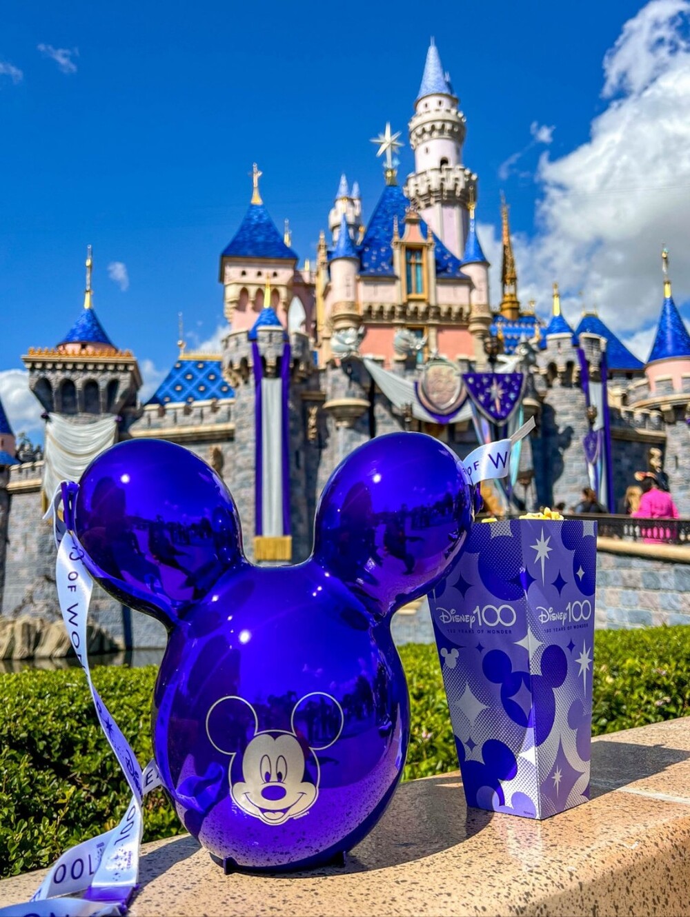 Disney Parks 100 Years of Wonder Popcorn Bucket Metallic Purple New Authentic
